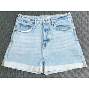 HM Denim Ultra High Waist Mom Shorts Light Wash Blue Cuffed Size 6